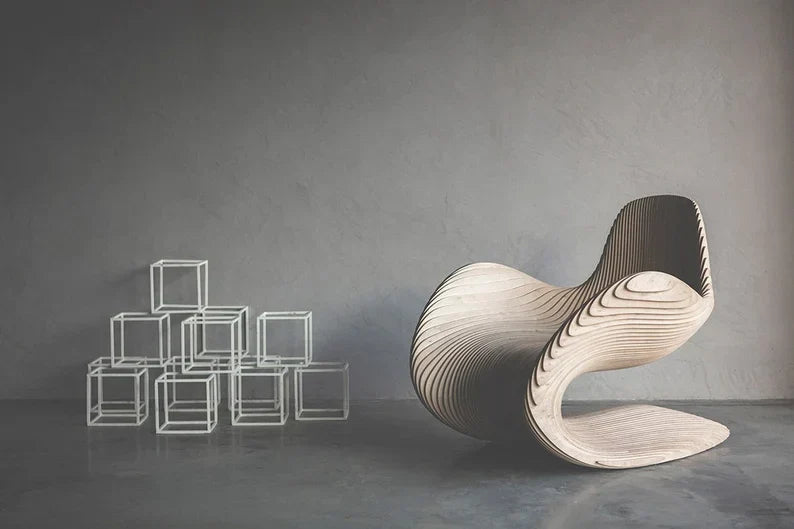 Iconic Modern Wooden Chair, Handmade Wood,Natural